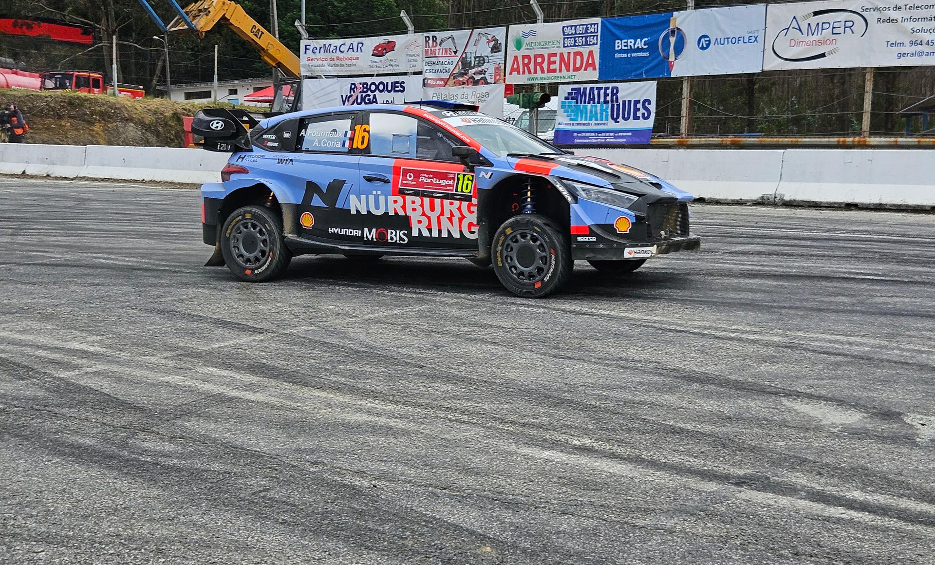 Adrien Fourmaux and Alexandre Coria pictured in action during a stage of the Rally de Portugal event in Sever, Portugal on Thursday 07 May 2026. BELGA PHOTO ERIC DUPAIN