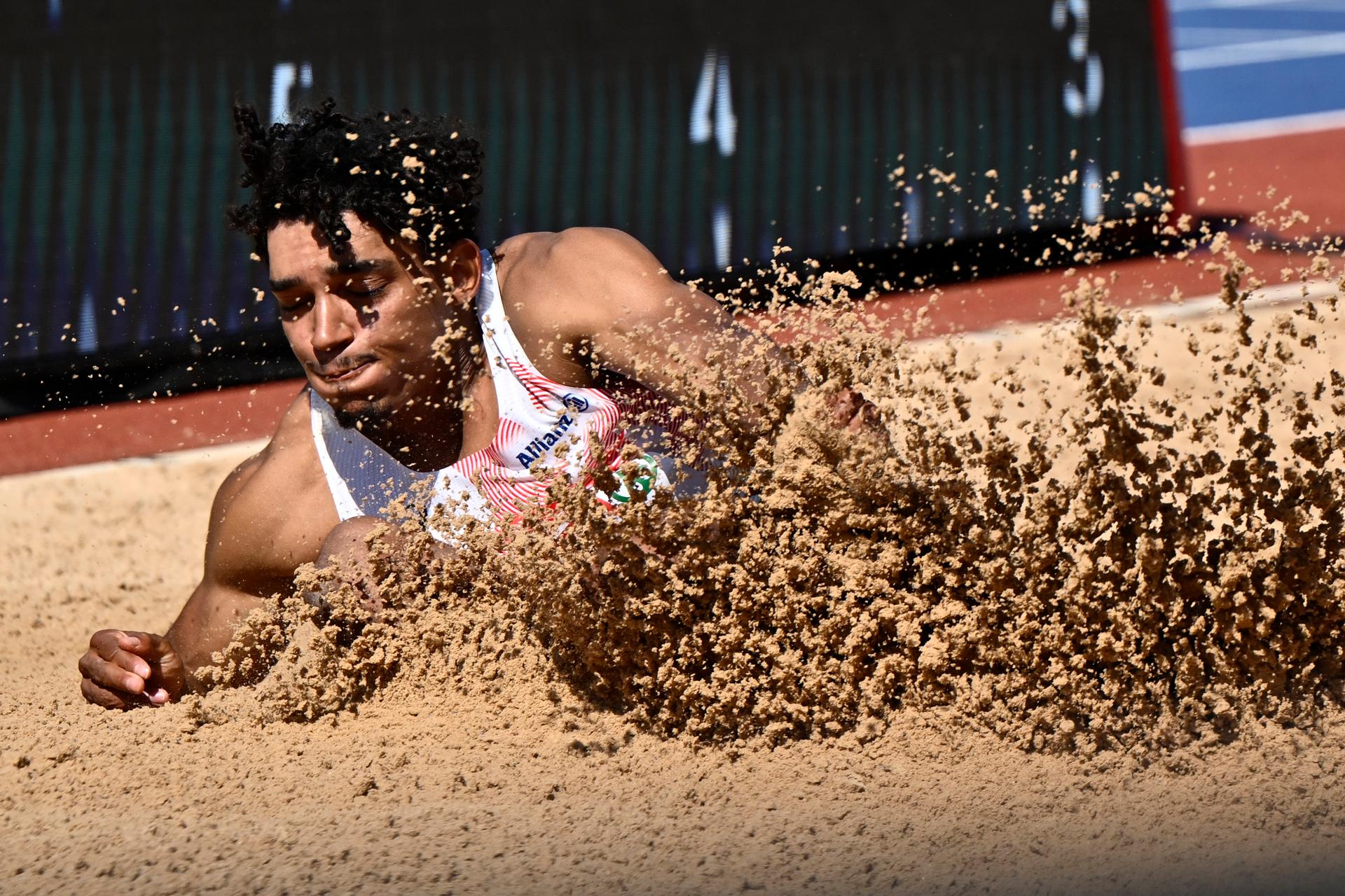 Belgian Dai Keita pictured during the long jump event of the men's decathlon competition, on the third day of the European Athletics Championships (August 10-18) in Birmingham, United Kingdom, on Wednesday 12 August 2026. BELGA PHOTO ERIC LALMAND