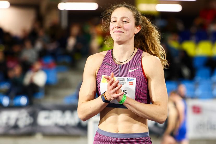 Belgian Noor Vidts pictured during the IFAM Indoor, IAAF World Indoor Tour Bronze Athletics Meeting, Saturday 01 February 2025 in Gent. BELGA PHOTO DAVID PINTENS