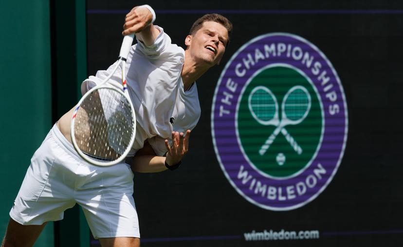 Belgian Alexander Blockx pictured in action during the afternoon training session at the Wimbledon grand slam tennis tournament in London, Britain, Saturday 27 June 2026. The main tournament is starting on Monday 29th June. BELGA PHOTO BENOIT DOPPAGNE
