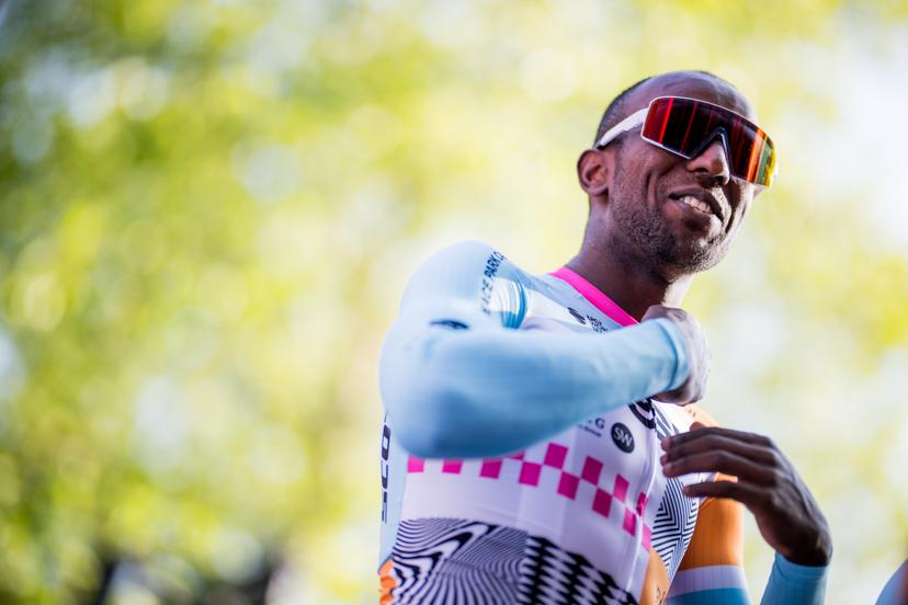 Eritrean Biniam Girmay of NSN Cycling Team pictured during the team presentation ahead of the Baloise Belgium Tour cycling race, in Scherpenheuvel-Zichem, Tuesday 16 June 2026. The Baloise Belgium Tour takes place from 17 to 21 June. BELGA PHOTO JASPER JACOBS