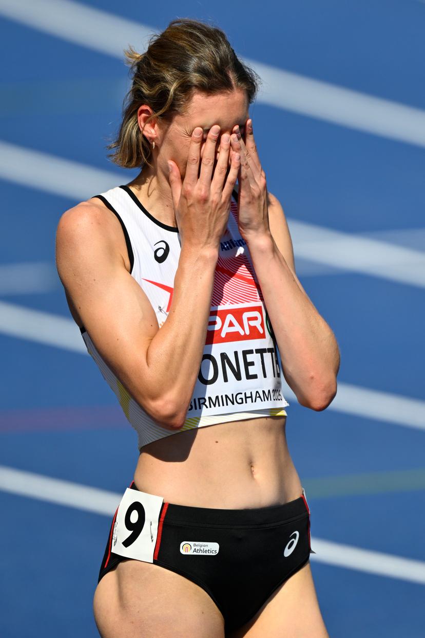 Belgium's Helena Ponette pictured in action during the semifinals of the women's 400m race on the fourth day of the European Athletics Championships (August 10-18) in Birmingham, United Kingdom, on Thursday 13 August 2026. BELGA PHOTO ERIC LALMAND
