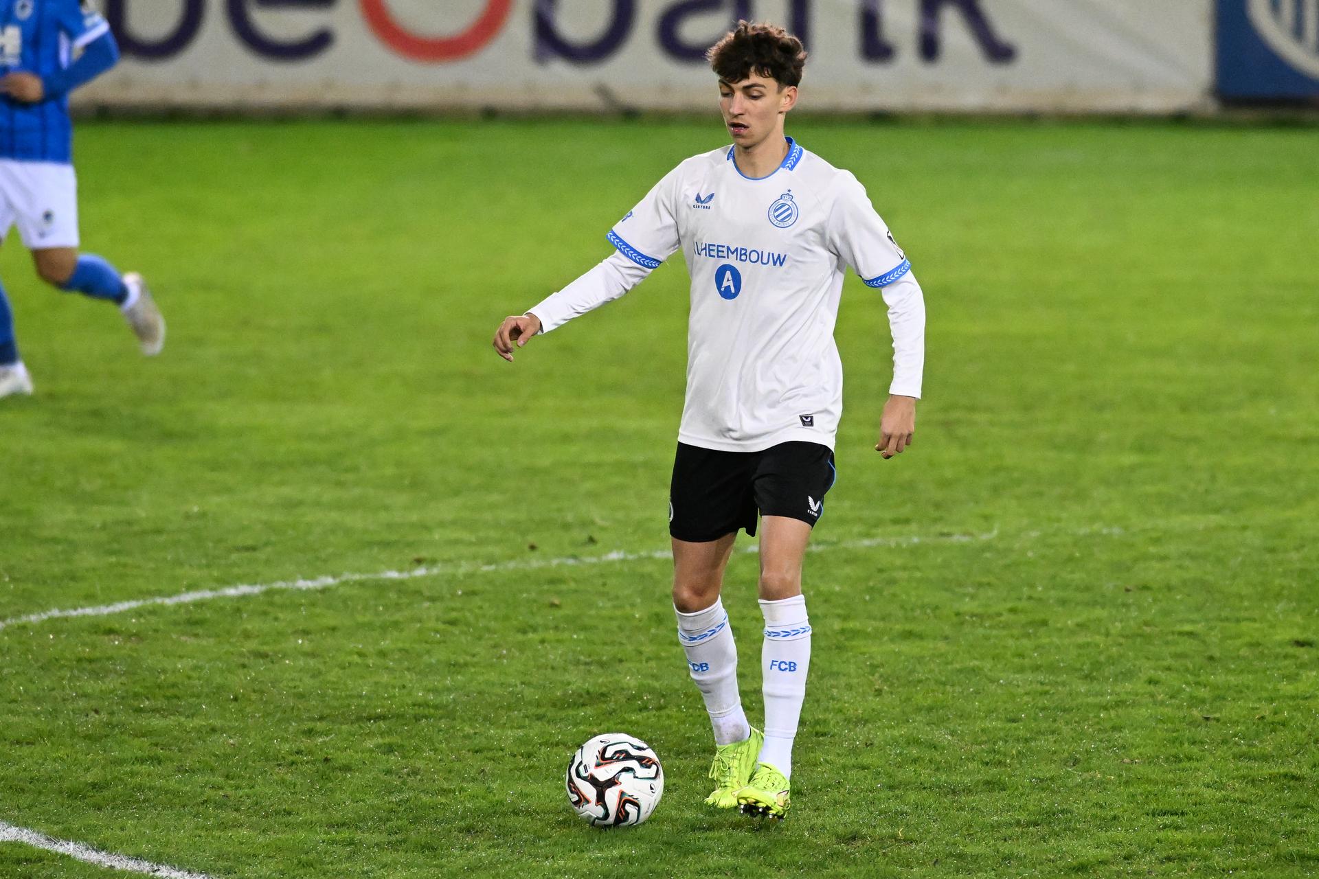 Club's Lucas Delorge pictured in action during a soccer game between Jong Genk and Club NXT, Tuesday 10 March 2026 in Geel, on day 29 (out of 34) of the 2025-2026 'Challenger Pro League' 1B second division of the Belgian championship. BELGA PHOTO JILL DELSAUX
