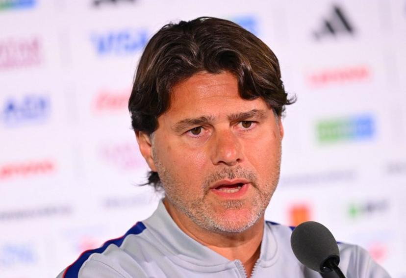 US Argentine head coach Mauricio Pochettino speaks during a press conference at Los Angeles Stadium in Los Angeles on June 11, 2026, on the eve of the 2026 World Cup football match between USA and Paraguay.  Patrick T. Fallon / AFP