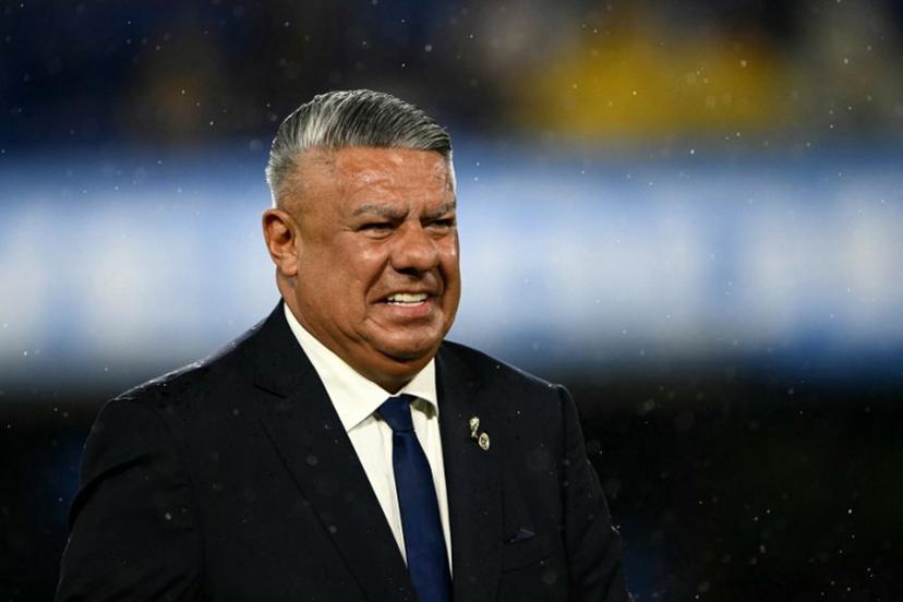 Argentine Football Association (AFA) president Claudio Tapia attends a friendly football match between Argentina and Mauritania at La Bombonera stadium in Buenos Aires on March 27, 2026.  Luis ROBAYO / AFP