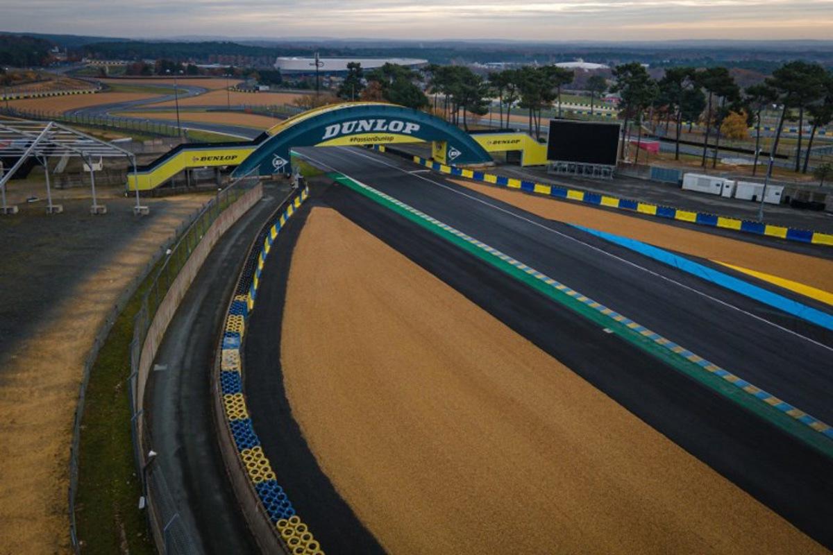 This aerial view partially shows the Bugatti circuit in Le Mans, western France, on November 26, 2021.  Lou BENOIST / AFP