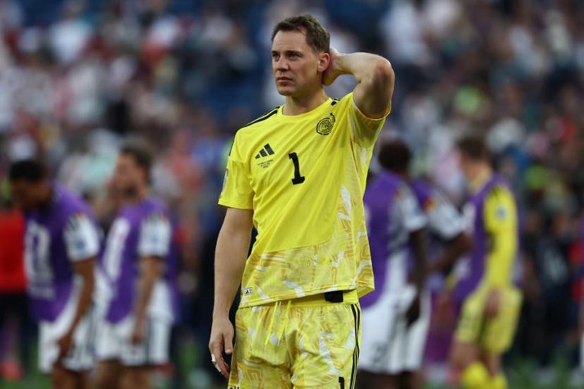 Germany's goalkeeper #01 Manuel Neuer reacts after losing the penalty shootout during the 2026 World Cup round of 32 football match between Germany and Paraguay at the Boston Stadium in Foxborough on June 29, 2026.   FRANCK FIFE / AFP