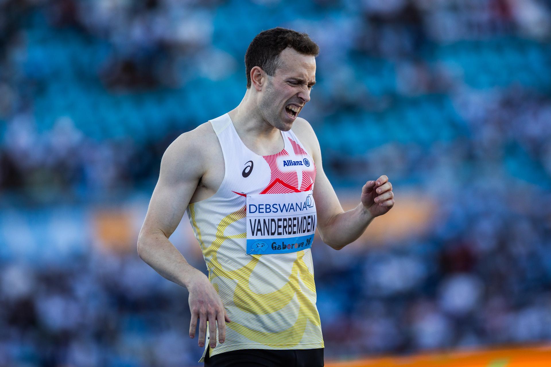 Robin Vanderbemden pictured during the men's 4x400m heats at the IAAF World Athletics Relays, Saturday 02 May 2026, in Gaborone, Botswana. BELGA PHOTO NIKOLA KRSTIC