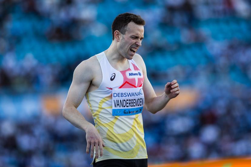 Robin Vanderbemden pictured during the men's 4x400m heats at the IAAF World Athletics Relays, Saturday 02 May 2026, in Gaborone, Botswana. BELGA PHOTO NIKOLA KRSTIC