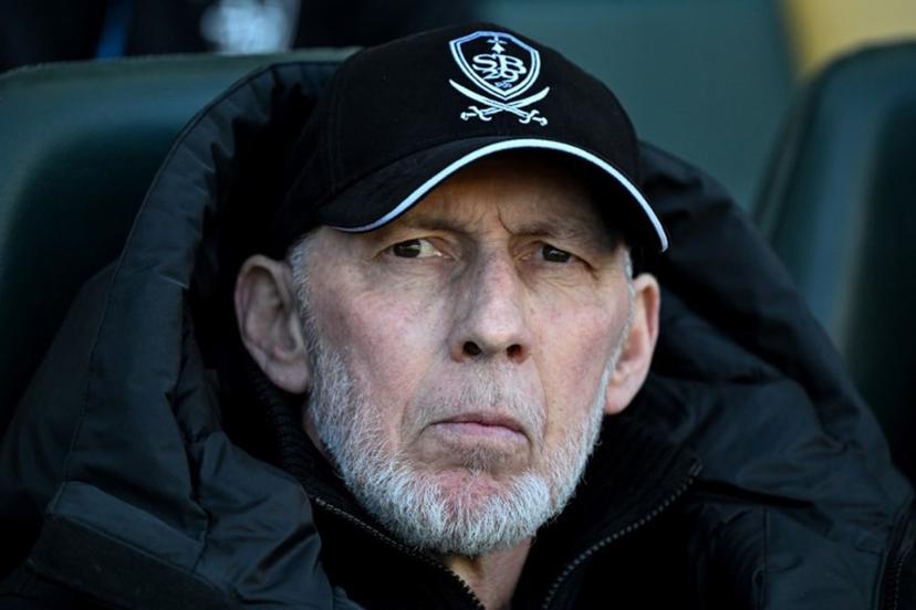Brest's French head coach Eric Roy looks on ahead of the French L1 football match between FC Nantes and Stade Brestois at the Stade de la Beaujoire-Louis Fonteneau in Nantes, western France, on April 19, 2026.  Sebastien Salom-Gomis / AFP