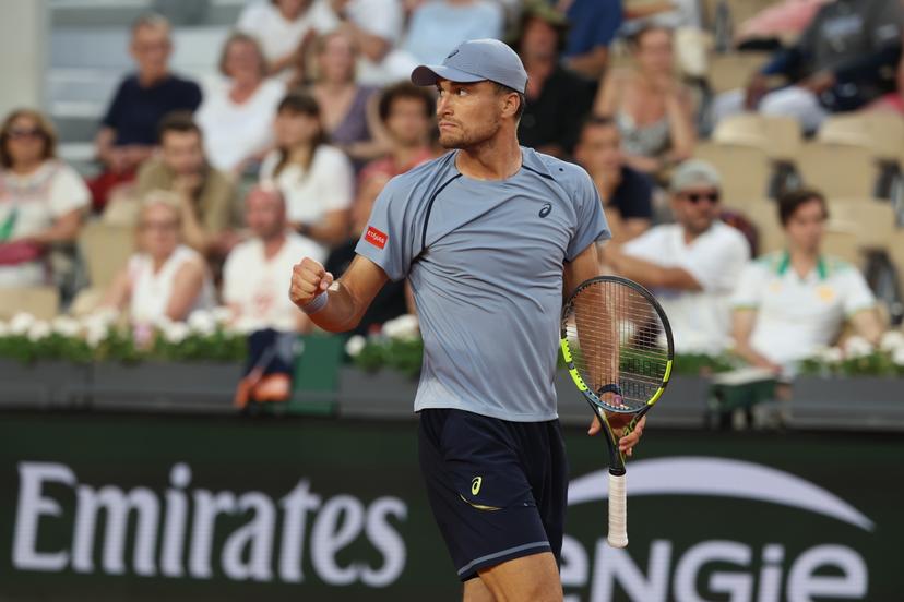 Belgian Raphael Collignon pictured during a tennis match against US Shelton, in the second round of the men's singles at the Roland Garros French Open tennis tournament, in Paris, France, Thursday 28 May 2026. This year's tournament takes place from 18 May to 07 June. BELGA PHOTO VIRGINIE LEFOUR