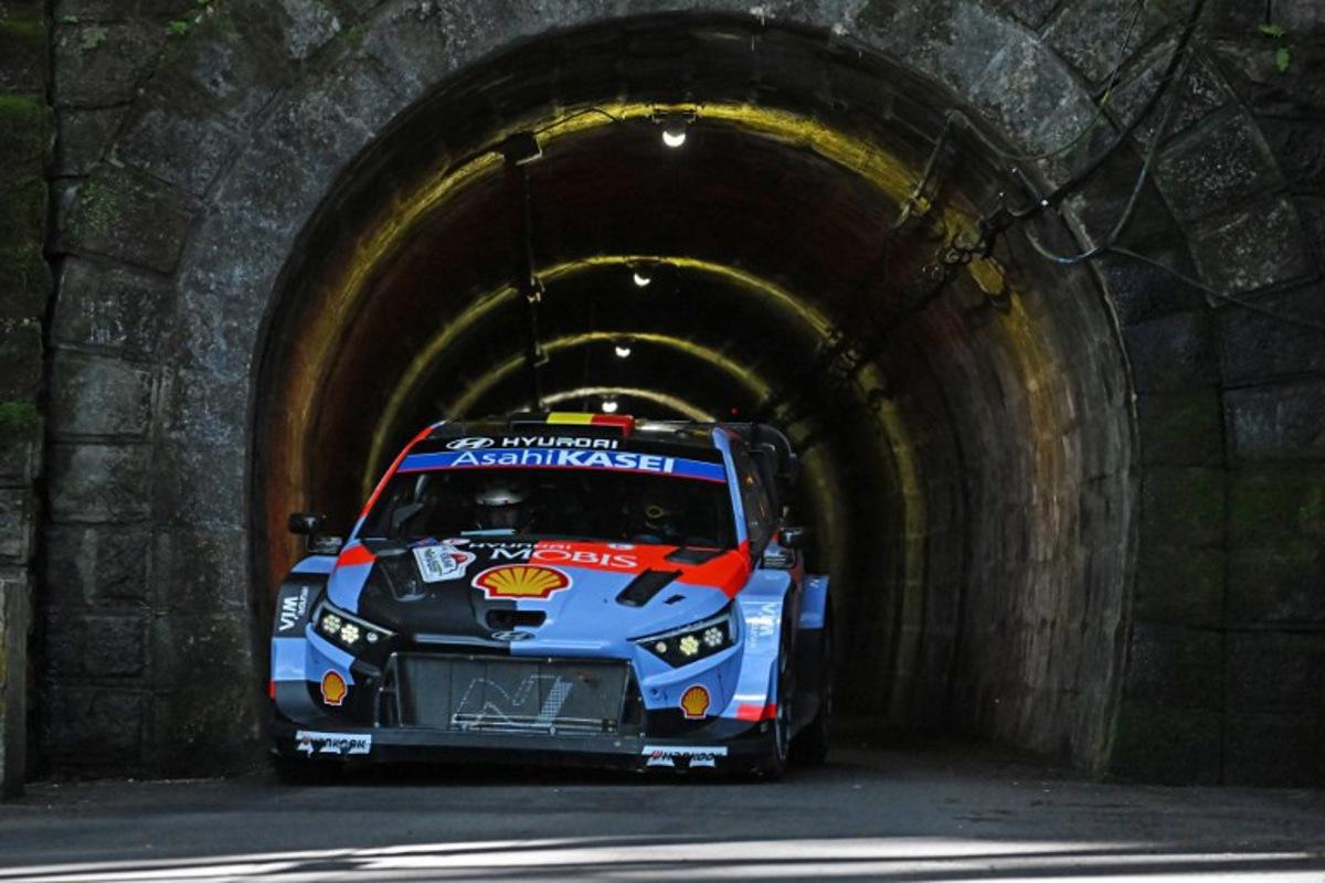 Thierry Neuville of Belgium and his co-driver Martijn Wydaeghe of Belgium drive their HYUNDAI i20 N Rally1 during SS5 Isegami's Tunnel section of the Rally Japan, the 7th round of the FIA World Rally Championships in Toyota city, Aichi prefecture on May 29, 2026.  Toshifumi KITAMURA / AFP