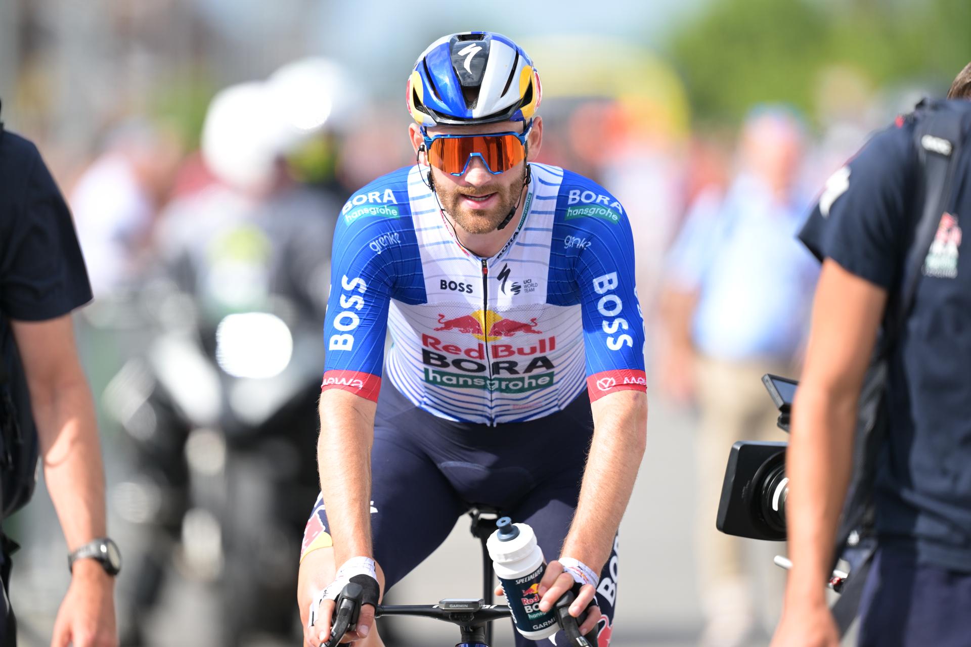 Winner Belgian Jordi Meeus of Red Bull-BORA-hansgrohe reacts at the end of the first stage of the Tour De Wallonie cycling race, 180,7 km from Manage to Lobbes, on Monday 01 June 2026. BELGA PHOTO DAVID PINTENS
