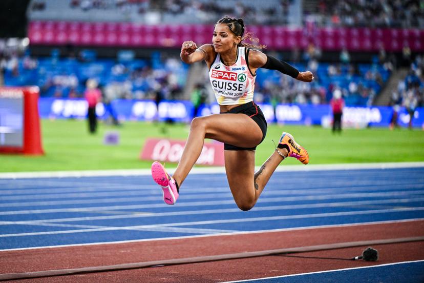 Belgian Saliyya Guisse pictured in action at the qualifications of the women's triple jump event at the European Athletics Championships (August 10-18) in Birmingham, United Kingdom, on Monday 10 August 2026. BELGA PHOTO ERIC LALMAND