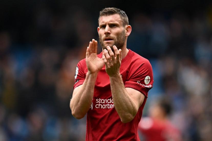 Liverpool's English midfielder James Milner applauds fans on the pitch after the English Premier League football match between Manchester City and Liverpool at the Etihad Stadium in Manchester, north west England, on April 1, 2023. Manchester City won the game 4-1. Paul ELLIS / AFP