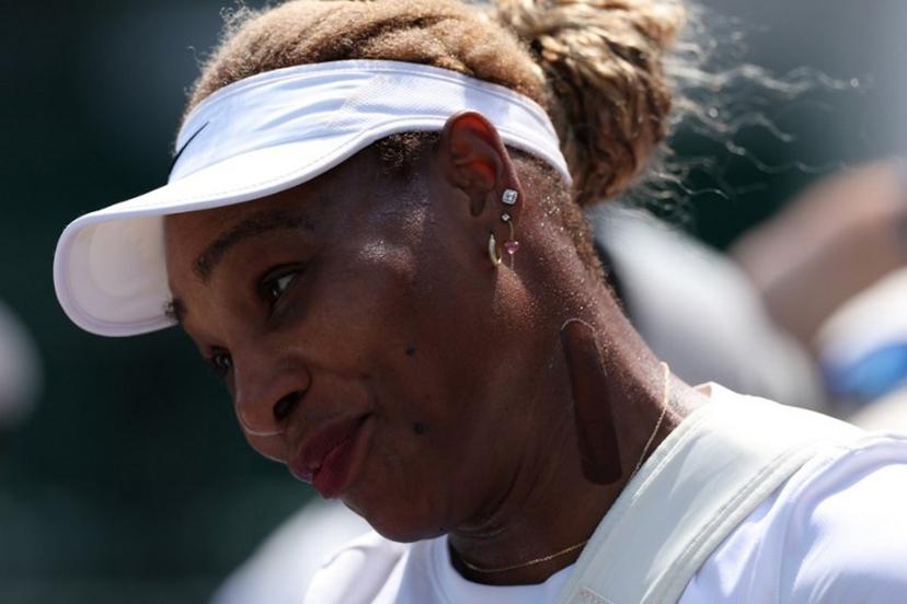 US player Serena Williams practices on court 12 at The All England Lawn Tennis and Croquet Club in Wimbledon, southwest London, on June 27, 2026, ahead of the 2026 Wimbledon Championships.  Adrian Dennis / AFP