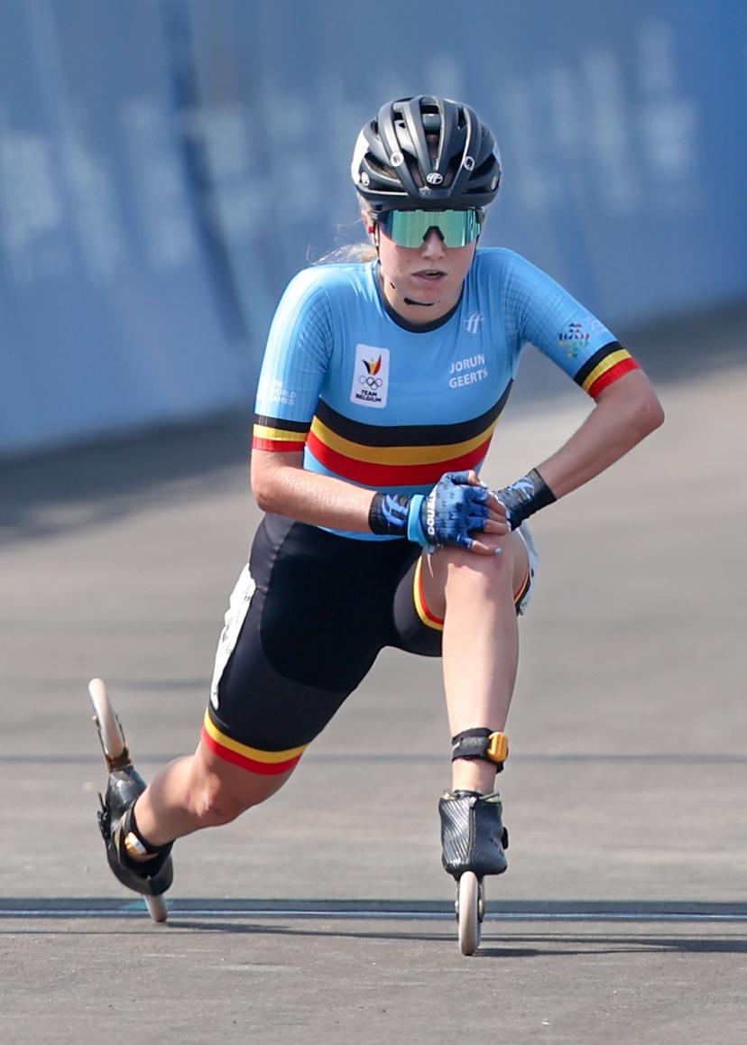 Belgian Jorun Geerts pictured during a speed skating competition during the World Games 2025, in Chenghdu, China, on Tuesday 12 August 2025. This year, the World Games take place from 07 to 17 augustus. BELGA PHOTO VIRGINIE LEFOUR