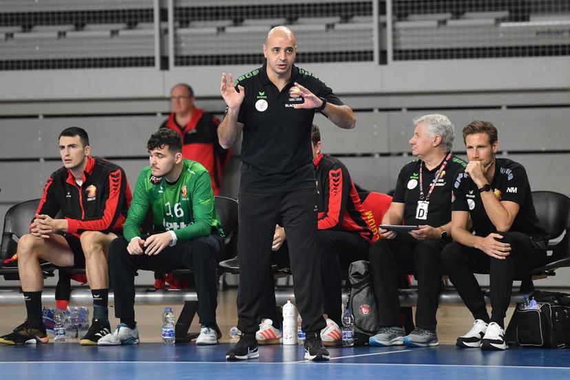 Head coach of Belgium Cherif Hamani reacts during the EHF EURO 2026 Qualifiers Phase 2 match between Croatia and Belgium at Arena Varazdin on November 7, 2024 in Varazdin, Croatia. Photo: Vjeran Zganec Rogulja/PIXSELL BELGIUM ONLY