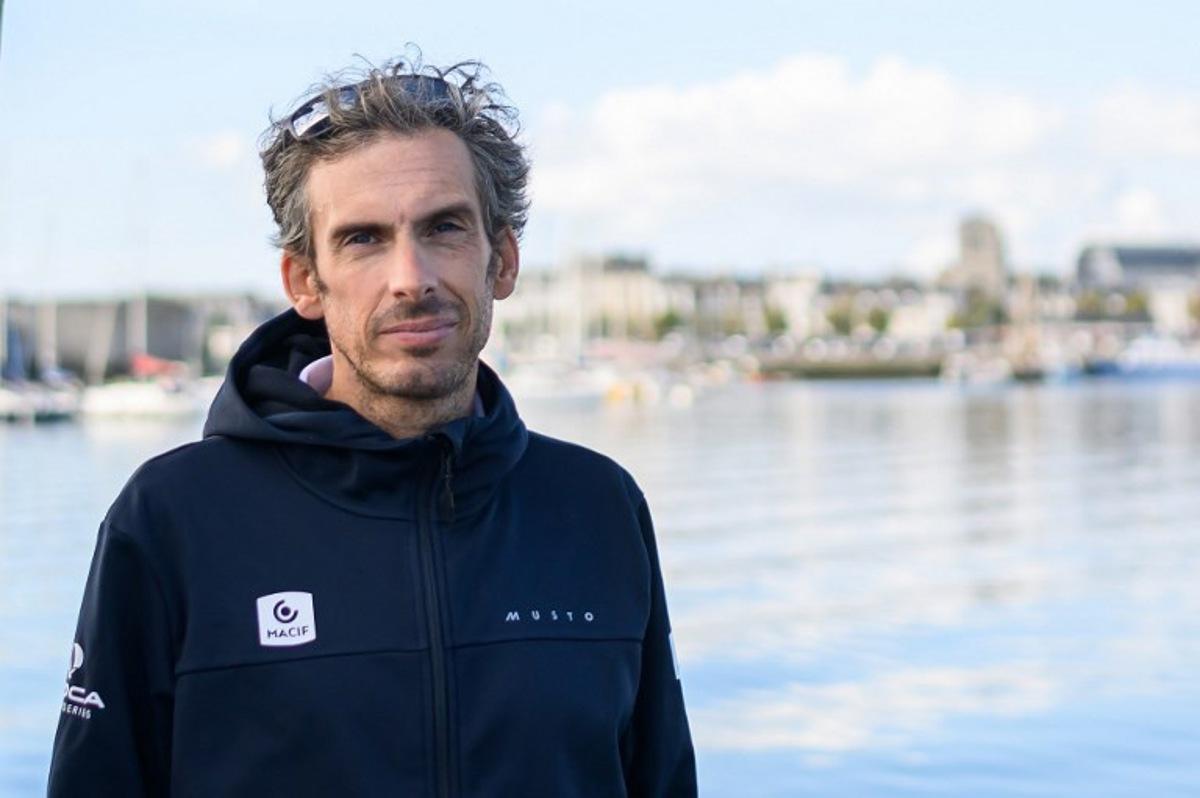 French skipper Charlie Dalin poses during a photo session in Concarneau, western France, on September 24, 2025.  Dalin revealed that he had won the last Vendee Globe around-the-world solo sailing race while battling cancer. Loic VENANCE / AFP