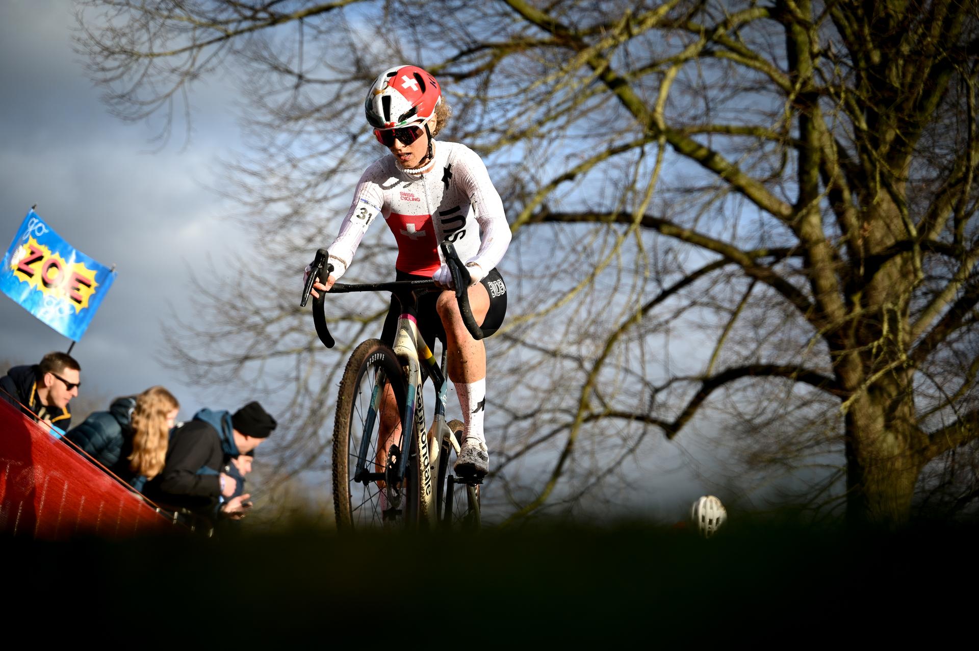 Swiss Jolanda Neff pictured in action during the elite women race at the UCI Cyclocross World Championships, on Saturday 31 January 2026, in Hulst, The Netherlands. BELGA PHOTO ELIAS ROM