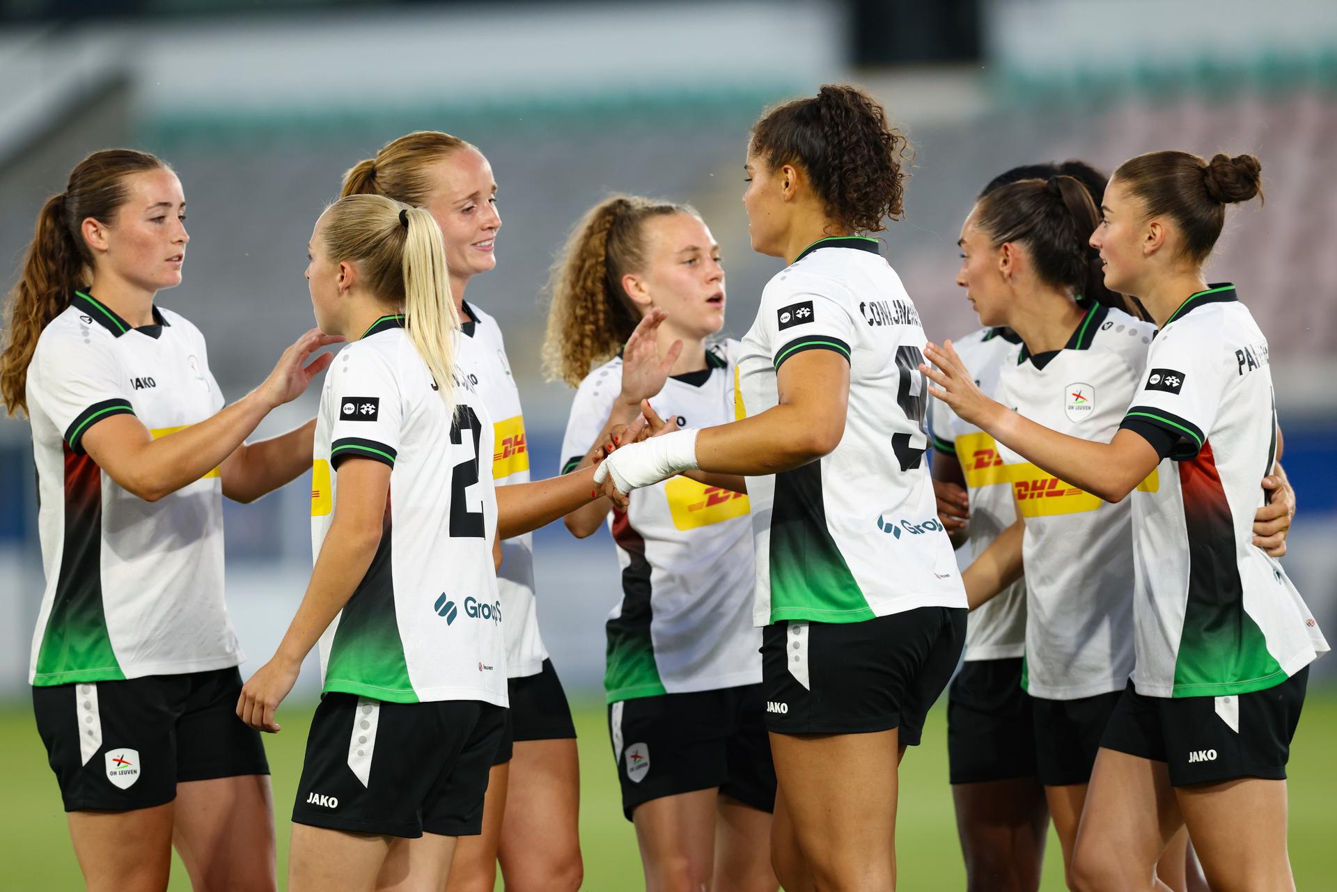 OHL Women's Jada Conijnenberg celebrates after scoring during a game between Oud-Heverlee Leuven Women and Serbian club TSC Backa Topola,  Wednesday 5th of August 2026, in Leuven, a second round qualification game in the UEFA Women's Champions League.  BELGA PHOTO BRUNO FAHY