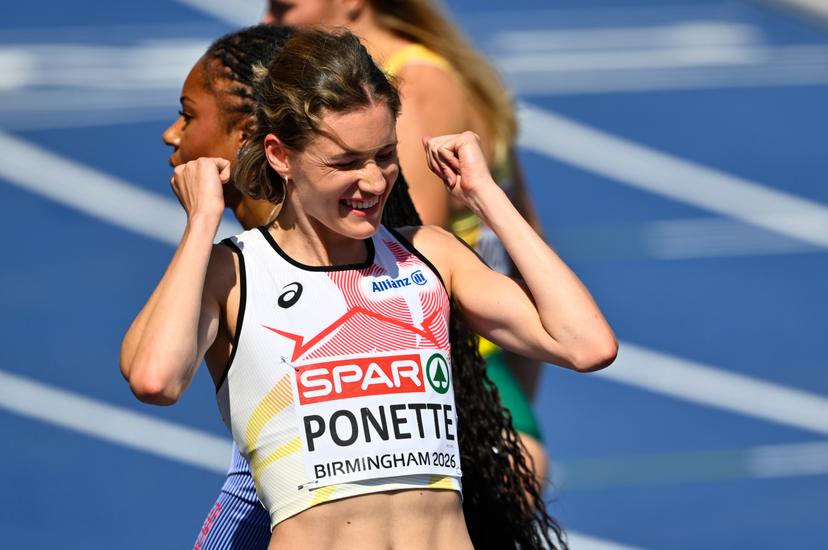 Belgium's Helena Ponette pictured in action during the semifinals of the women's 400m race on the fourth day of the European Athletics Championships (August 10-18) in Birmingham, United Kingdom, on Thursday 13 August 2026. BELGA PHOTO ERIC LALMAND