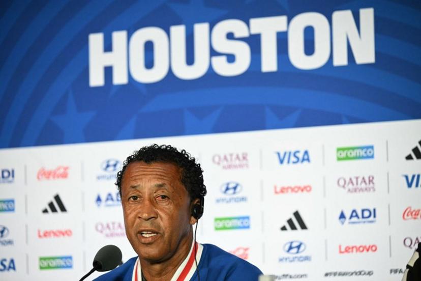 Cape Verde's head coach Bubista gives a press conference at the Houston Stadium in Houston on June 25, 2026, on the eve of the 2026 World Cup Group H football match between Cape Verde and Saudi Arabia.   RONALDO SCHEMIDT / AFP