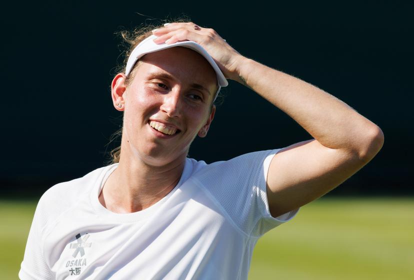 Belgian Elise Mertens pictured during the afternoon training session during the preparations ahead of the Wimbledon grand slam tennis tournament in London, Britain, Friday 26 June 2026. The main tournament is starting on Monday 29th June. BELGA PHOTO BENOIT DOPPAGNE