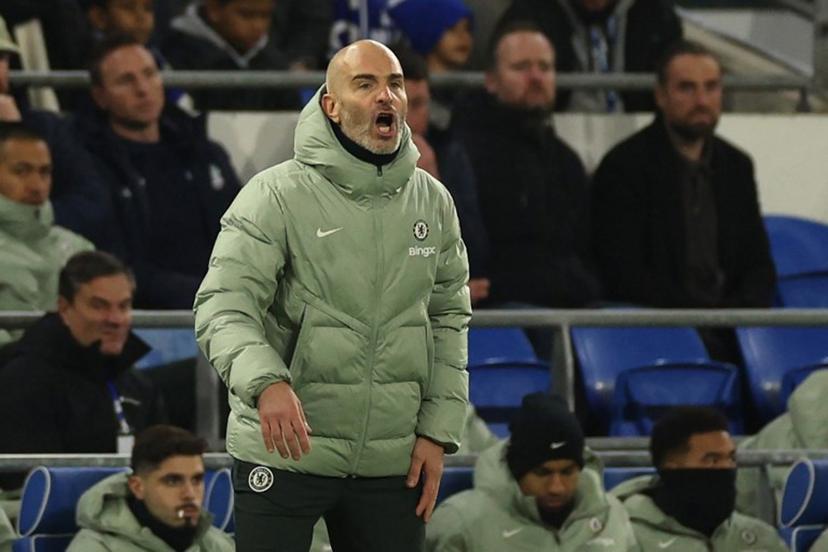 Chelsea's Italian head coach Enzo Maresca gestures on the touchline during the English League Cup quarter-final football match between Cardiff City and Chelsea at Cardiff City Stadium, in Cardiff, south Wales on December 16, 2025.  Adrian Dennis / AFP