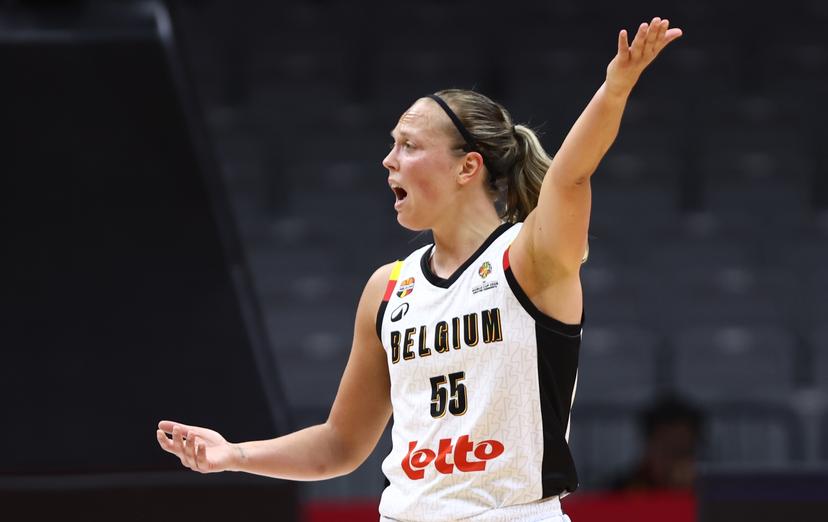 Belgium's Julie Allemand gestures during a basket game between Belgium's national team Belgian Cats and Mali, in Wuhan, China, on Saturday 14 March 2026, the third game (out of 5) of the qualifications phase for the World Cup Basket tournament. BELGA PHOTO NIKOLA KRSTIC