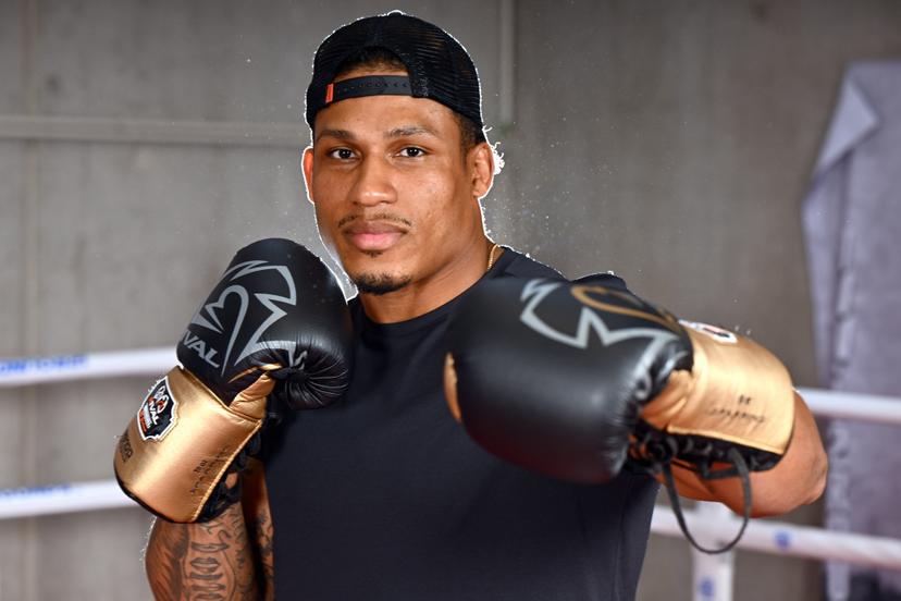 Belgian boxer Ryad Merhy poses for the photographer during a press conference on the WBC world bridgerweight (super cruiserweight) championship boxing match between Belgian Merhy and South African Lerena (May 30), in Ottignies, on Wednesday 15 April 2026. BELGA PHOTO ERIC LALMAND