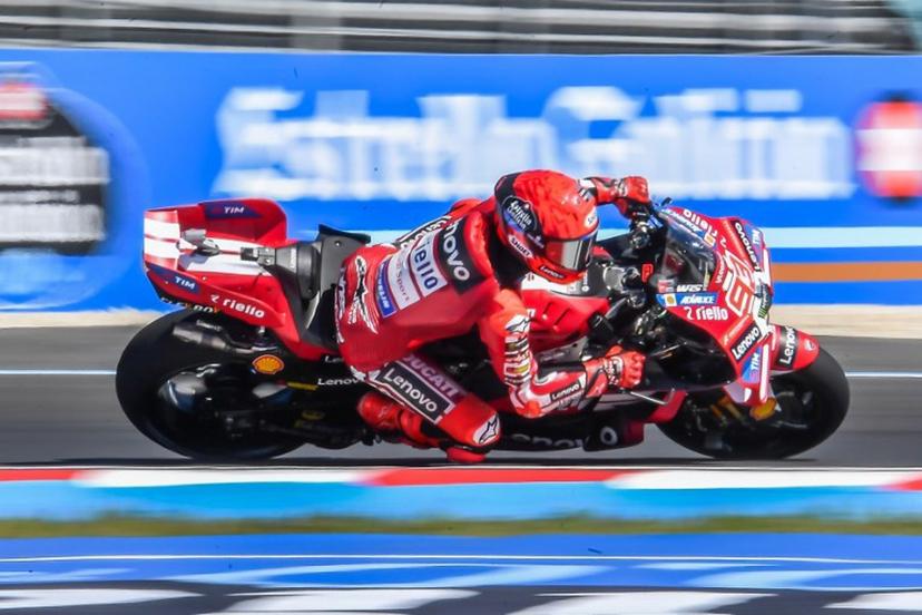 Team Ducati Lenovo Team's Marc Marquez drives during the Qualifying session at the Balaton Park Circuit in Balatonfokajar, Hungary, on June 6, 2026, ahead of the Hungarian Motorcycle MotoGP Grand Prix.   FERENC ISZA / AFP