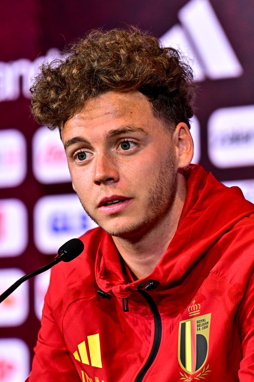 Belgium's Maxim De Cuyper pictured during a press conference of Belgian national soccer team Red Devils for the 2026 FIFA World Cup, at the Proximus Basecamp in Tubize, on Wednesday 03 June 2026. The 2026 FIFA World Cup will take place in the United States, Mexico, and Canada from 11/06 to 19/07. BELGA PHOTO DIRK WAEM