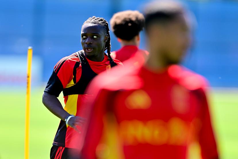 Belgium's Jeremy Doku pictured during a training of Belgian national soccer team Red Devils in their base camp, home of the Seattle Sounders, Renton, Seattle, USA, on Thursday 11 June 2026. The Red Devils prepare for the 2026 FIFA World Cup. BELGA PHOTO DIRK WAEM