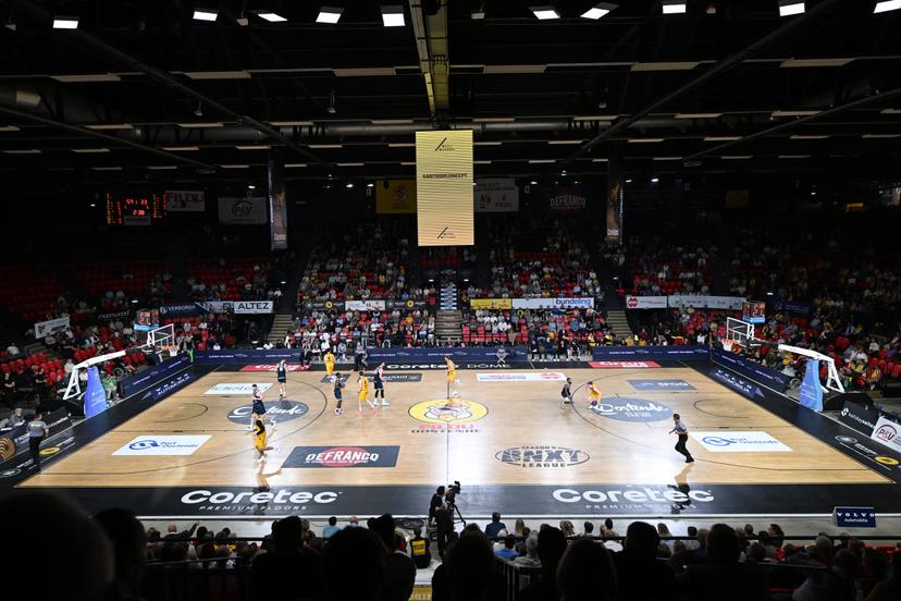 The Coretec Dome is pictured during a basketball match between BC Oostende and Brussels Basketball, Saturday 09 May 2026, in Oostende, on the day 34th and last day of the 'BNXT League' Belgian/ Dutch first division basket championship. BELGA PHOTO MAARTEN STRAETEMANS