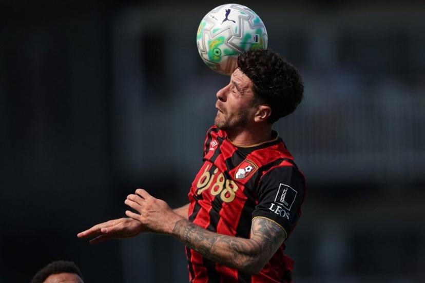 Bournemouth's Argentinian defender #05 Marcos Senesi wins a header during the English Premier League football match between Fulham and Bournemouth at Craven Cottage in London on May 9, 2026.  Adrian Dennis / AFP