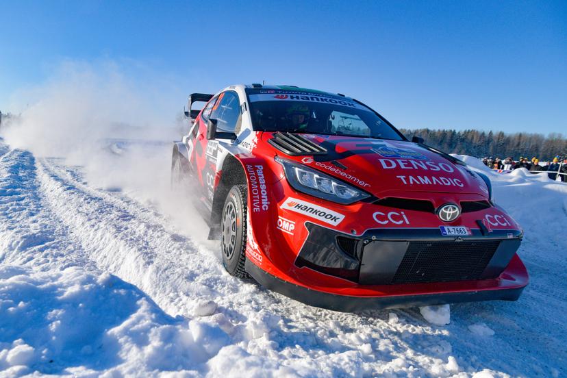 ATTENTION EDITORS - HAND OUT PICTURES - EDITORIAL USE ONLY - MANDATORY CREDIT: 'TOYOTA GAZOO RACING'  Hand out pictures released on Friday 13 February 2026 by Eric Dupain shows Elfyn Evans and Scott Martin during the the Rally of Sweden, stage 2 of WRC World Rally Championship, in Umea, Sweden.  *** Belga and Belga Editorial Board decline all responsibility regarding the content of this picture. *** PHOTO HAND OUT - TOYOTA GAZOO RACING
