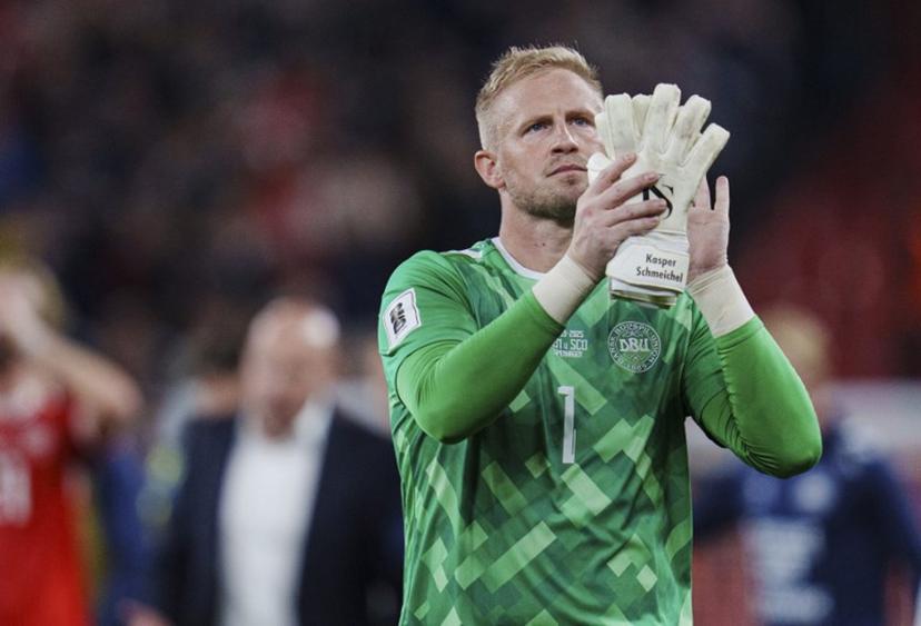 Denmark's goalkeeper #01 Kasper Schmeichel reacts after the 2026 World Cup qualifiers Europe zone group C football match between Denmark and Scotland, on September 5, 2025 in Copenhagen, Denmark.  Liselotte Sabroe / Ritzau Scanpix / AFP
