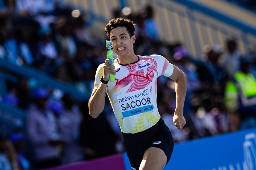 Belgian Jonathan Sacoor pictured at the Mixed 4x400m relay at the IAAF World Athletics Relays, Sunday 03 May 2026, in Gaborone, Botswana. BELGA PHOTO NIKOLA KRSTIC