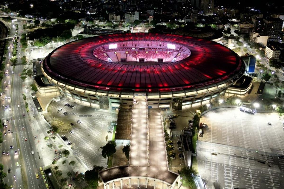 In this aerial view Flamengo fans watch the all-Brazilian Copa Libertadores final between Palmeiras and Flamengo at the Maracana stadium in Rio de Janeiro, Brazil, on November 29, 2025.  Pablo PORCIUNCULA / AFP
