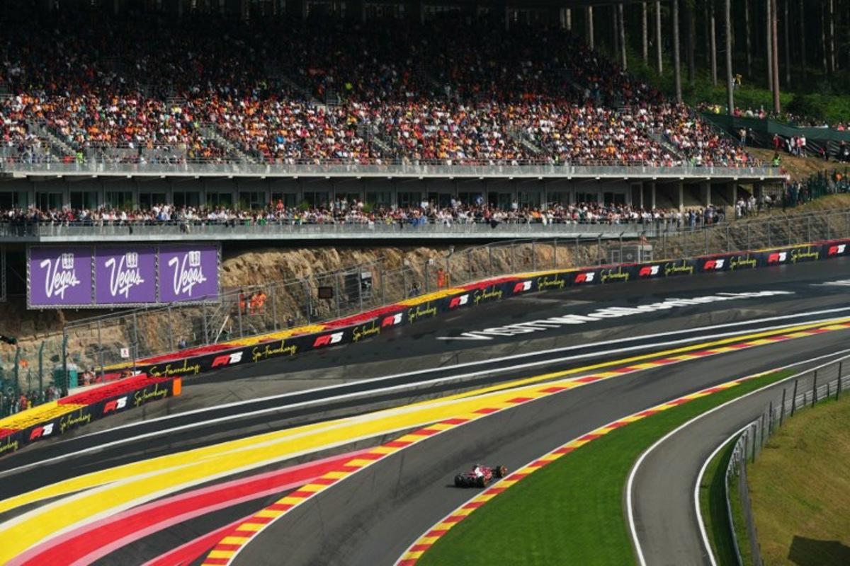 Ferrari's Monegasque driver Charles Leclerc races during the Formula One Belgian Grand Prix at the Spa-Francorchamps circuit in Spa, on July 27, 2025.  Dimitar DILKOFF / AFP