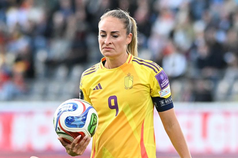 Belgium's Tessa Wullaert pictured during a soccer game between Belgium's national women's team the Red Flames and Luxembourg, on Friday 05 June 2026 in Leuven, in the fifth of six games of the qualifiers for the 2027 FIFA Women's World Cup. BELGA PHOTO JILL DELSAUX