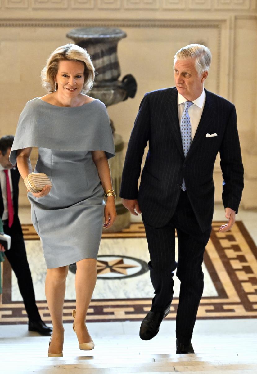 Queen Mathilde and King Philippe - Filip of Belgium pictured during a visit to the Royal Palace in Brussels on Friday 03 July 2026. The Royal Palace will be opened for public from 3 July to 16 August. BELGA PHOTO ERIC LALMAND