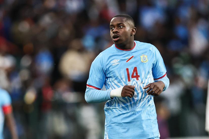 Congolese Noah Sadiki pictured during a friendly soccer game between the national teams of DR Congo and Denmark, Wednesday 03 June 2026 in Liege, in preparation of the upcoming the 2026 World Cup. BELGA PHOTO BRUNO FAHY