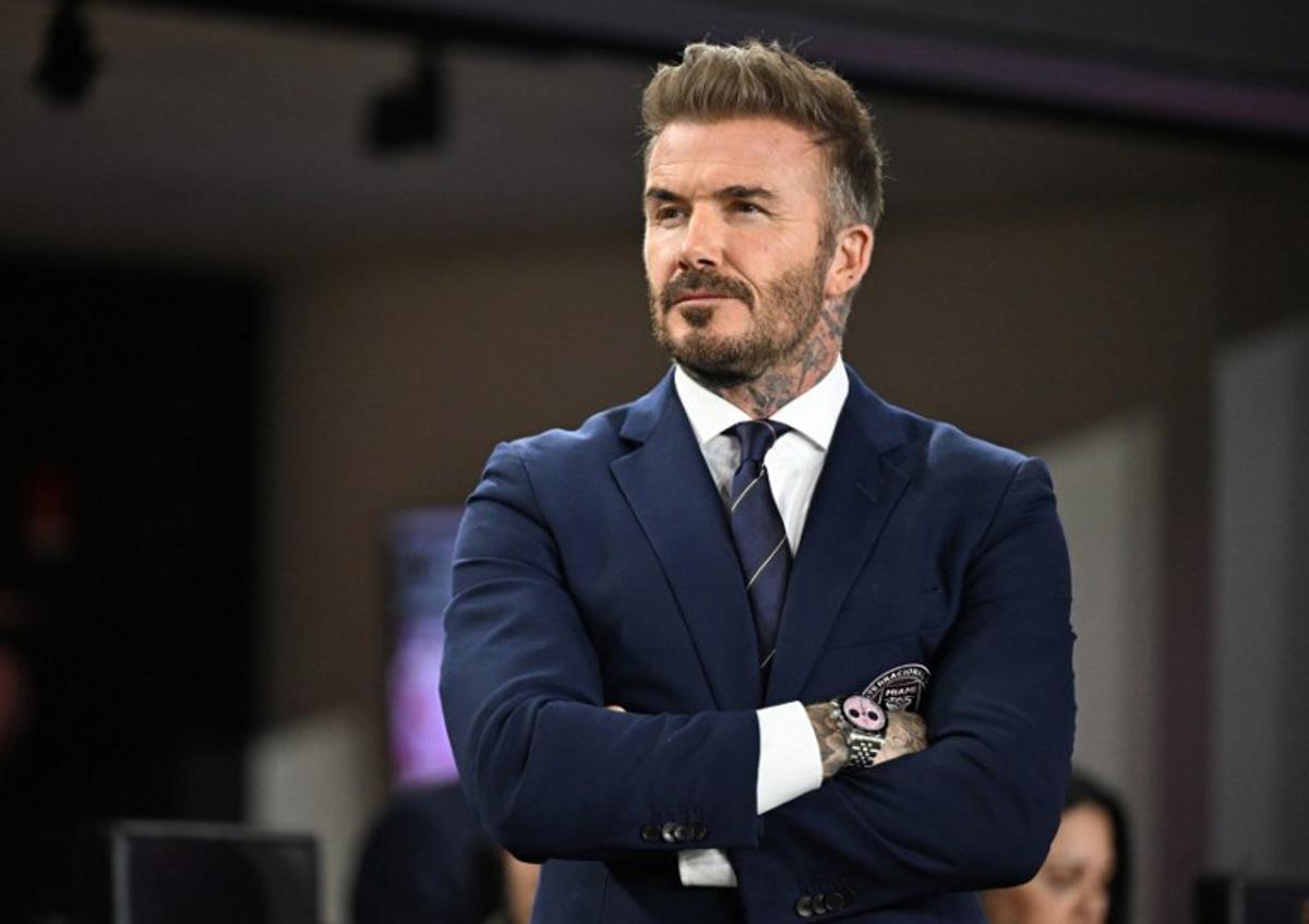 Inter Miami's co-owner David Beckham looks on during the Major League Soccer (MLS) football match between Inter Miami and New York City at Chase Stadium in Fort Lauderdale, Florida on February 22, 2025.  Chandan Khanna / AFP