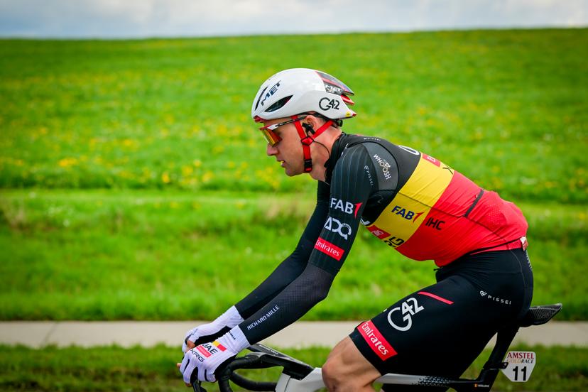 Belgian Tim Wellens of UAE Team Emirates-XRG pictured in action during the men elite 'Amstel Gold Race' one day cycling race, 257,4 km from Maastricht to Valkenburg, The Netherlands, Sunday 19 April 2026. BELGA PHOTO DIRK WAEM