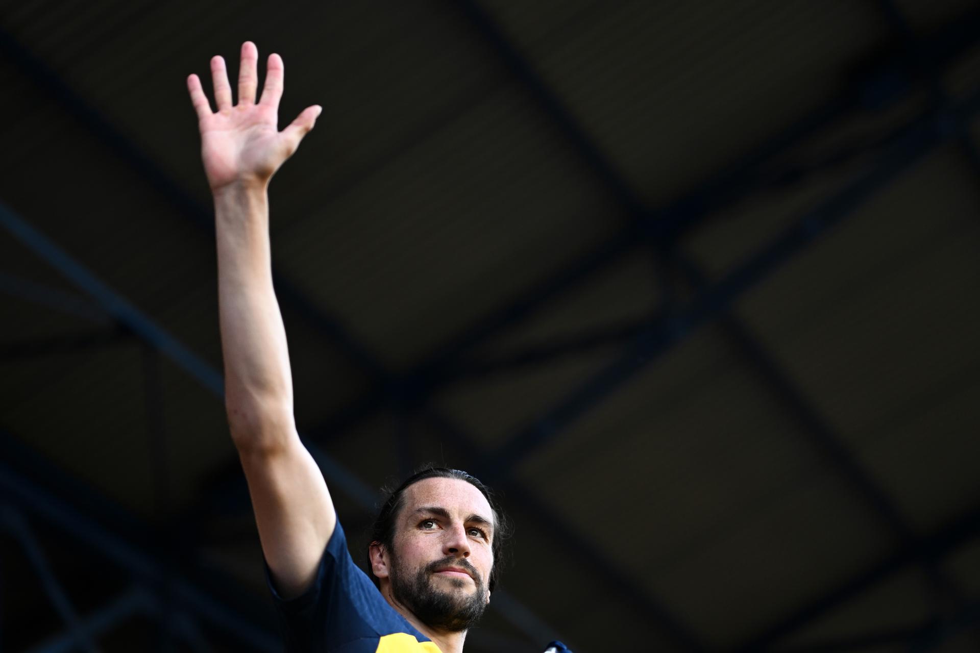 Union's Christian Burgess is pictured after a soccer match between Royale Union Saint-Gilloise and RSC Anderlecht, Sunday 24 May 2026 in Brussels, on the last day of the Champion's Play-offs of the 2025-2026 'Jupiler Pro League' first division of the Belgian championship. BELGA PHOTO MAARTEN STRAETEMANS