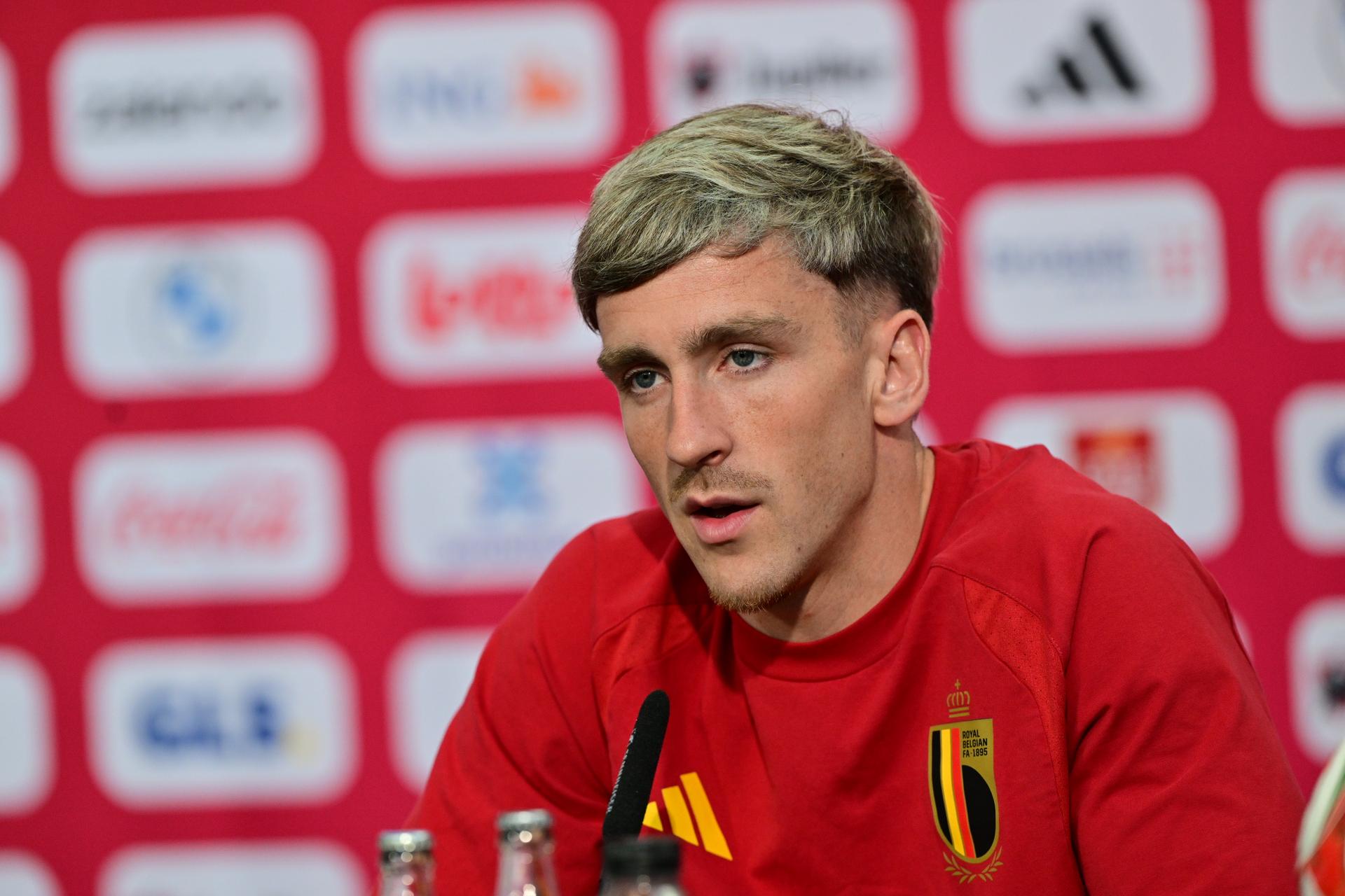 Belgium's Alexis Saelemaekers pictured during a press conference of Belgian national soccer team Red Devils in their base camp, home of the Seattle Sounders, Renton, Seattle, USA, on Wednesday 10 June 2026. The Red Devils prepare for the 2026 FIFA World Cup. BELGA PHOTO DIRK WAEM