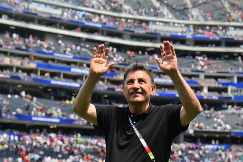 Iran's head coach Amir Ghalenoei celebrates at the end of the 2026 World Cup Group G football match between Belgium and Iran at the Los Angeles Stadium in Inglewood on June 21, 2026.   Frederic J. Brown / AFP