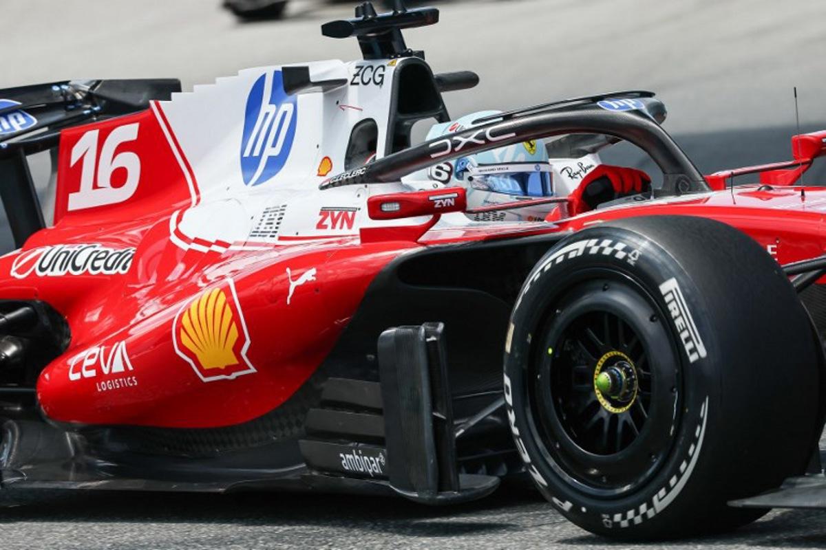Ferrari's Monegasque driver Charles Leclerc races during a practice session for the 2026 Miami Formula One Grand Prix at Miami International Autodrome in Miami Gardens, Florida, on May 1, 2026.   CHARLY TRIBALLEAU / AFP